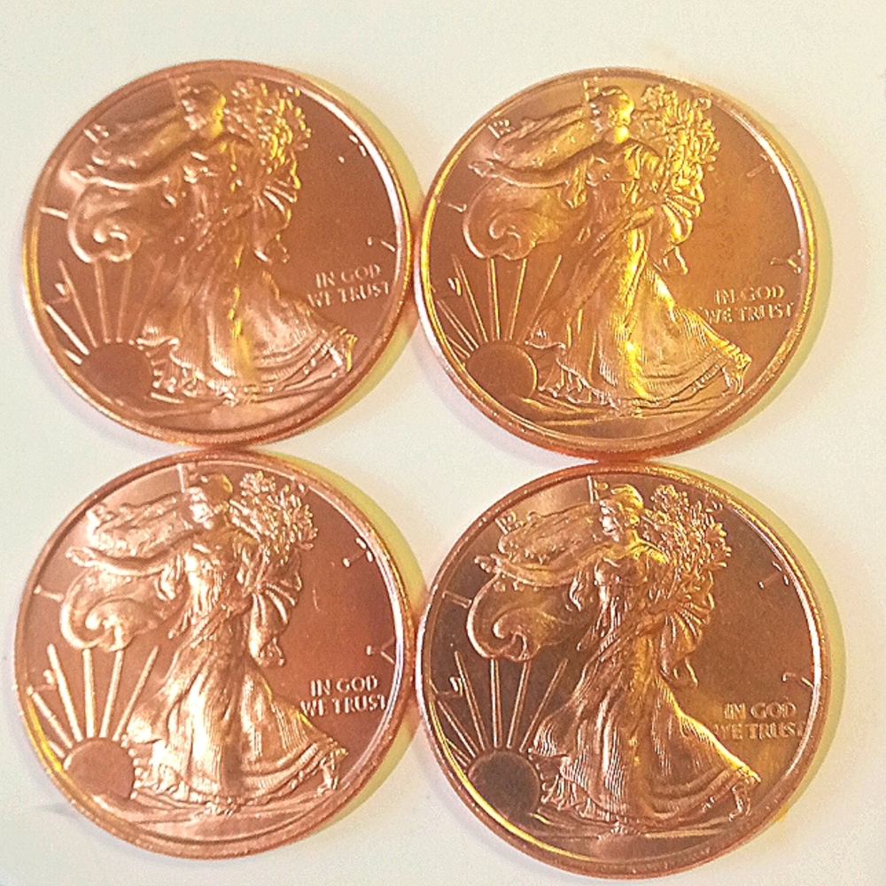 (Set of 4) copper rounds 1oz copper rounds precious Metals .999 Fine Copper